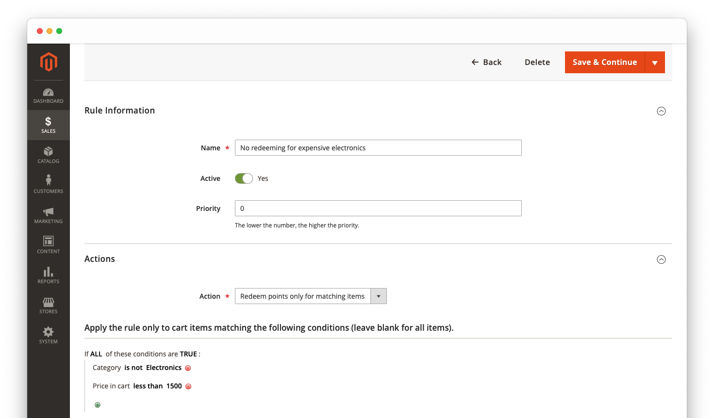 Configuration for cases when merchant allows to redeem reward points for matching products only