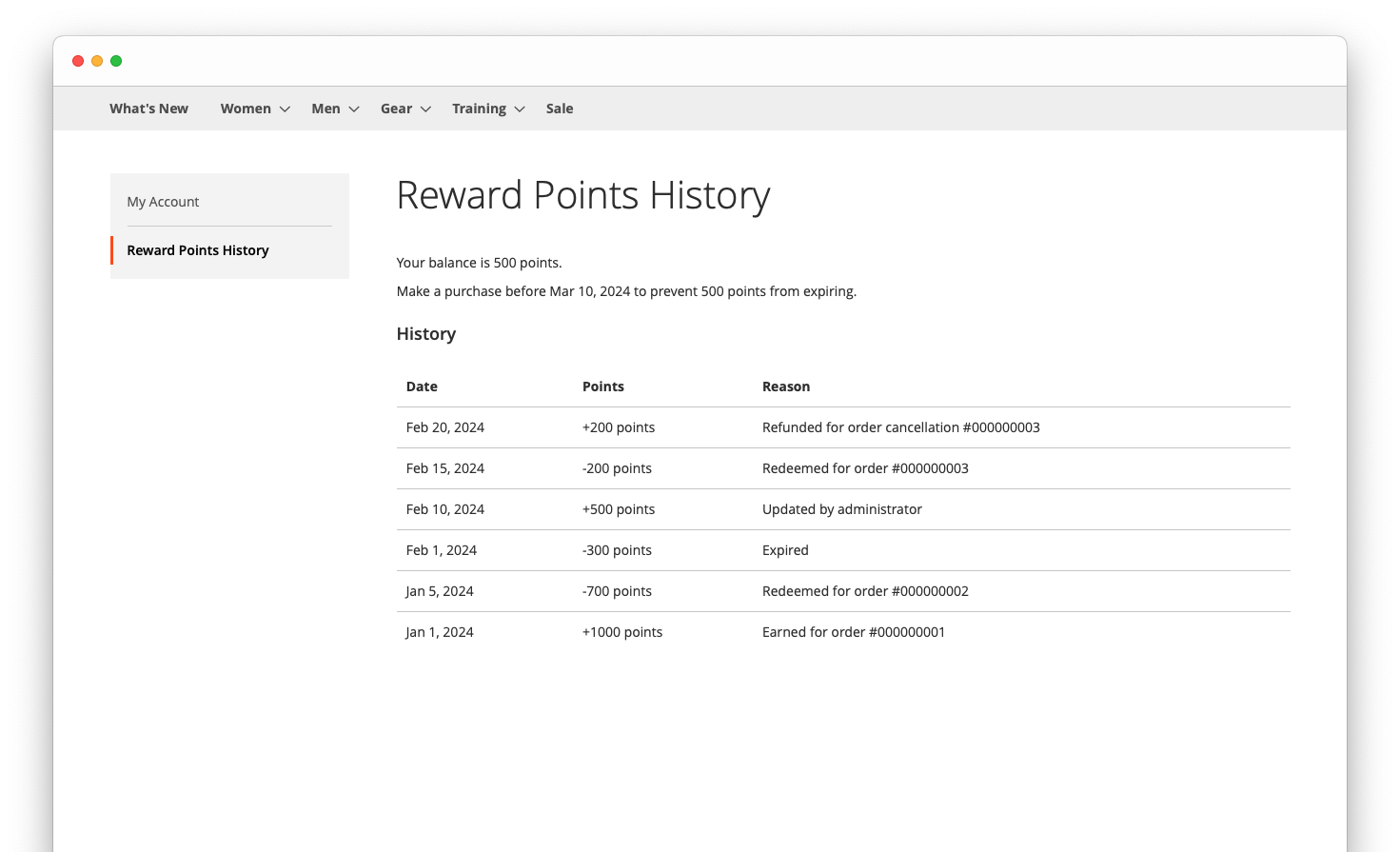 Customer view for reward points management