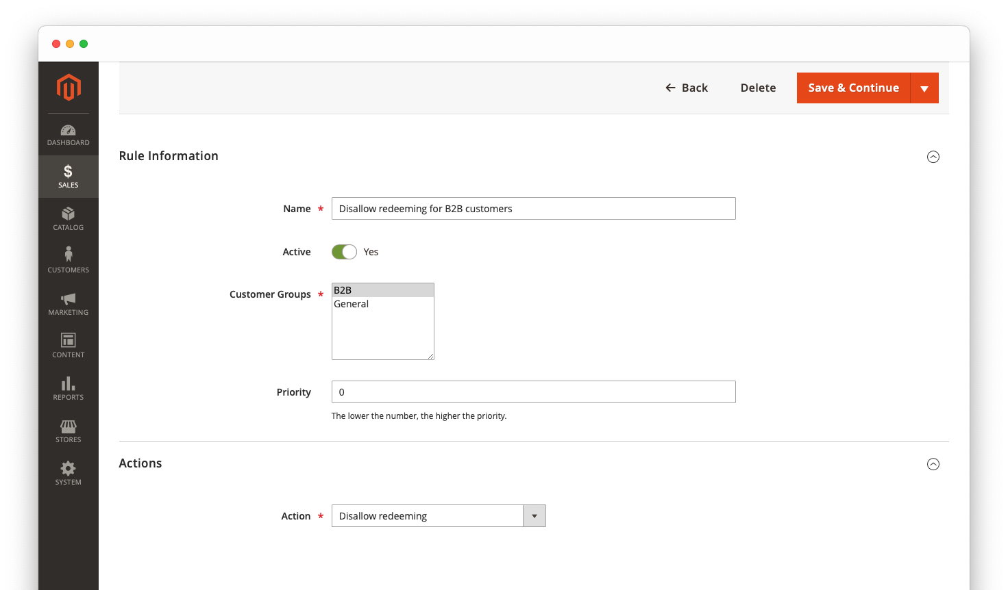 Configuration for cases when merchants disallows the customer to redeem reward points